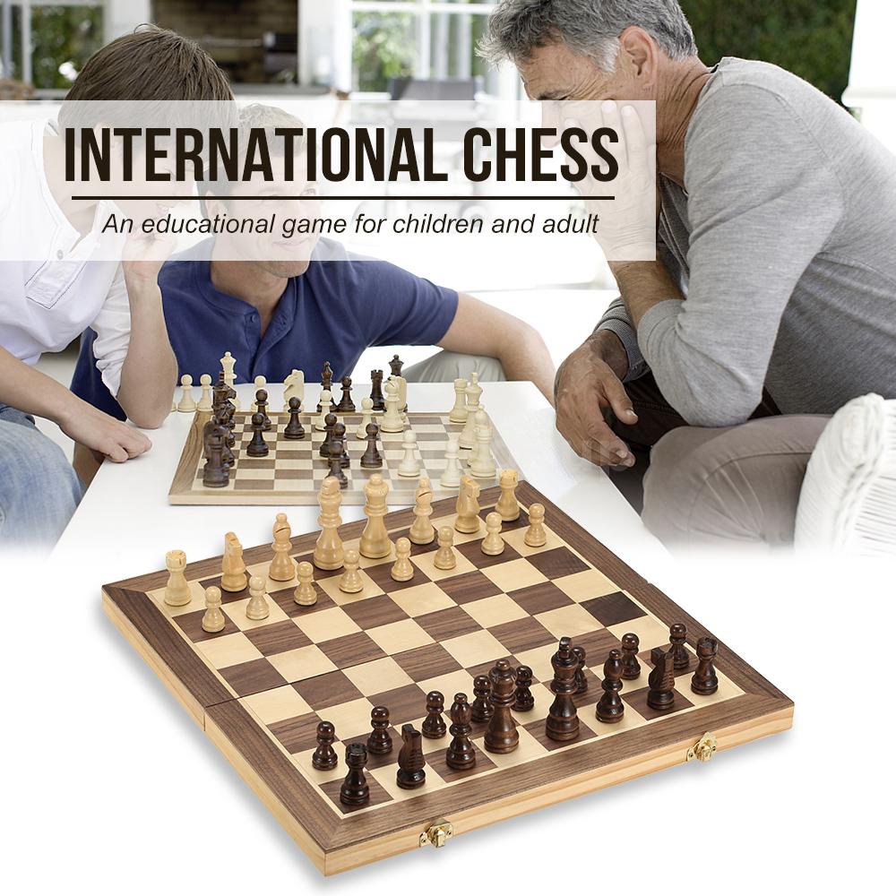 40cm International chess Wooden Chessboard Game Folding Board Chessmen Set